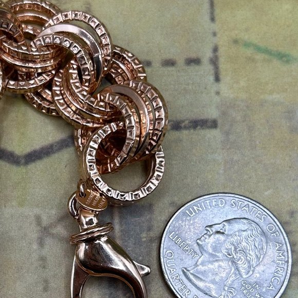 Estate Bronze Milor Italy Thick Circles Rose Gold Plated Chain Brac… - Picture 12 of 13